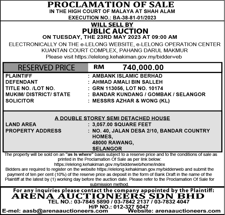 Arena Auctioneers (Ahmad Amali)