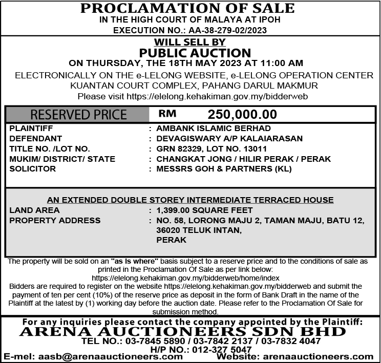 Arena Auctioneers (Devagiswary a/p Kalaiarasan