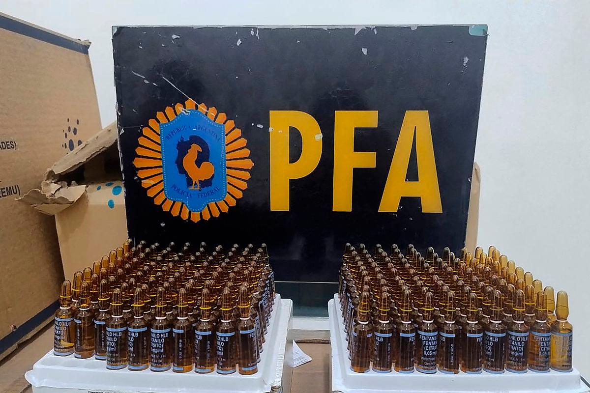 This handout picture released on August 13, 2025, by the Argentine Federal Police shows fentanyl ampoules seized during a police operation in Rosario, Santa Fe Province, Argentina, on May 20, 2025- AFP