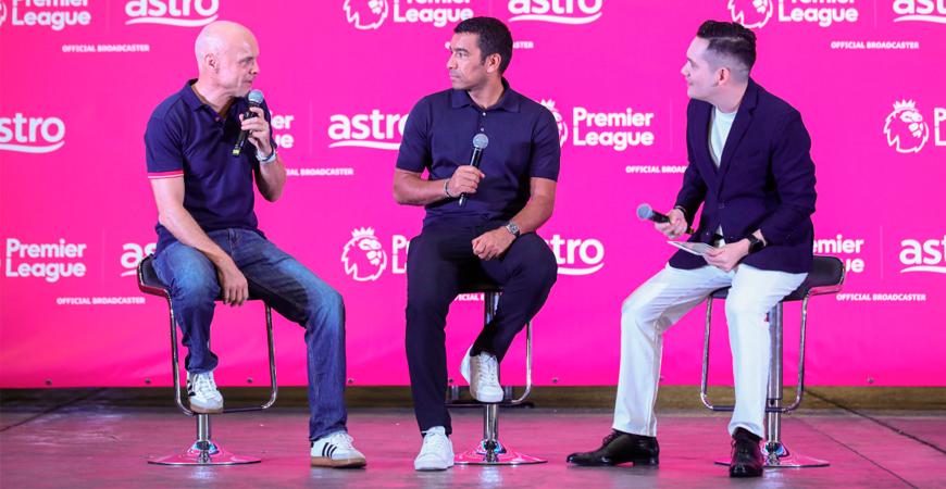 From left to right: Astro Group CEO Euan Smith, Giovanni van Bronckhorst, and Adam Carruthers.