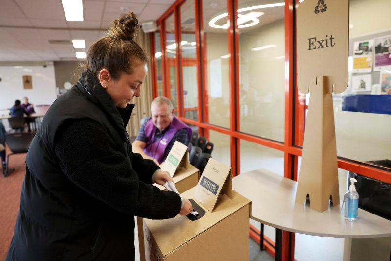 A voter casts her ballot in Australia’s general election at a polling station in Melbourne on May 3, 2025.AFPpix