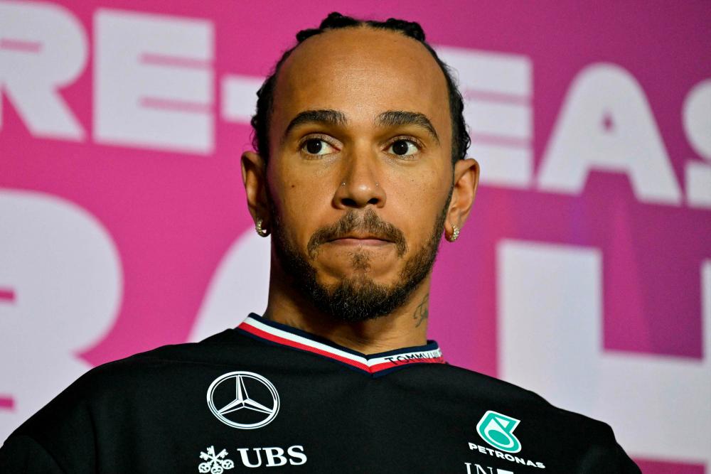 Mercedes’ British driver Lewis Hamilton attends a press conference during the third day of the Formula One pre-season testing at the Bahrain International Circuit in Sakhir on February 23, 2024/AFPPix
