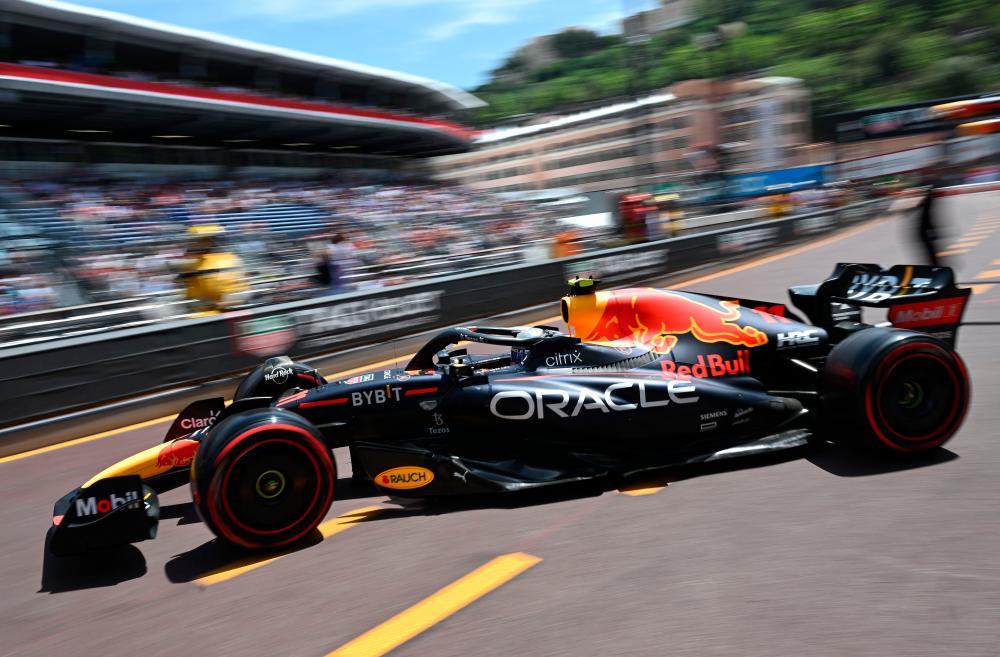 Red Bull Racing’s Mexican driver Sergio Perez leaves the pit area during the third practice session at the Monaco street circuit in Monaco, ahead of the Monaco Formula 1 Grand Prix, on May 28, 2022. AFPPIX