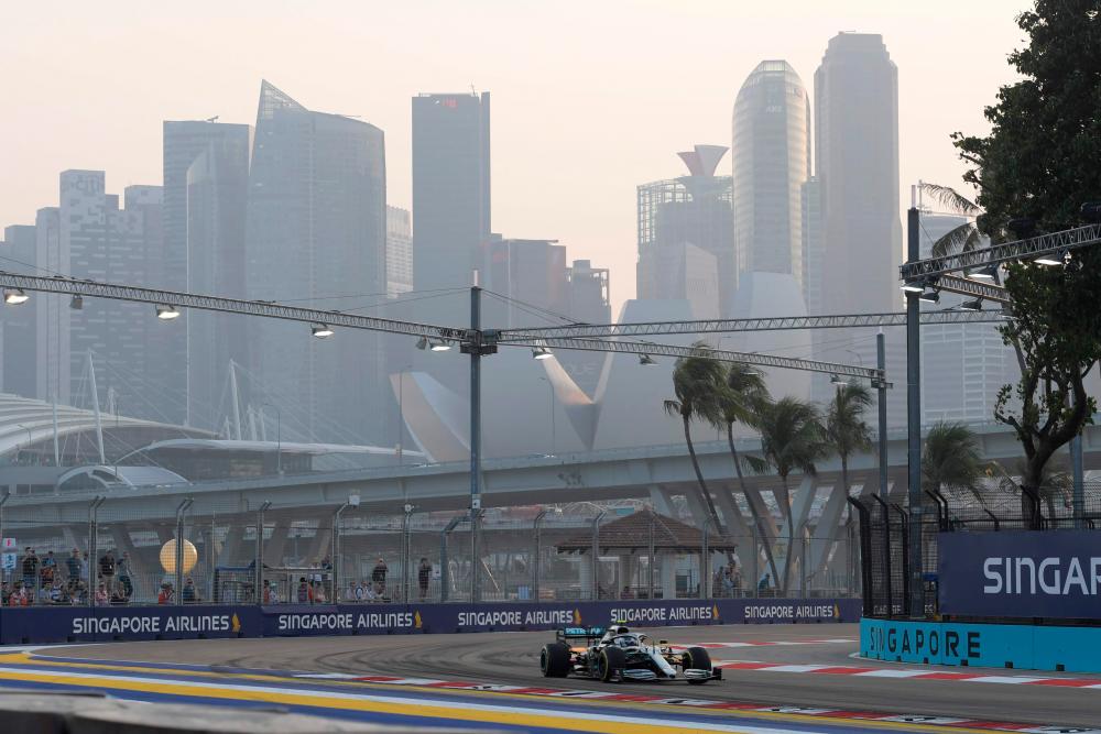 Pratice session for the Singapore Grand Prix at the Marina Bay Street Circuit in Singapore on Sept 21, 2019. — AFP