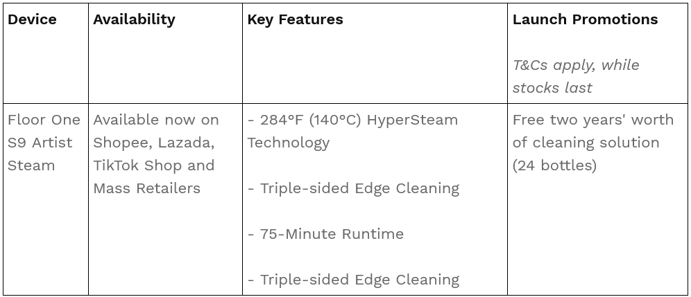 $!Tineco Updates S9 Line-up with S9 Artist Steam Floor Washers for an Even Better Cleaning Experience