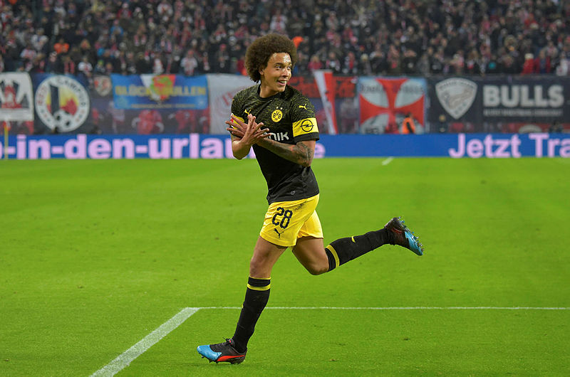 Axel Witsel celebrates scoring Borussia Dortmund’s winner against RB Leipzig. — Reuters