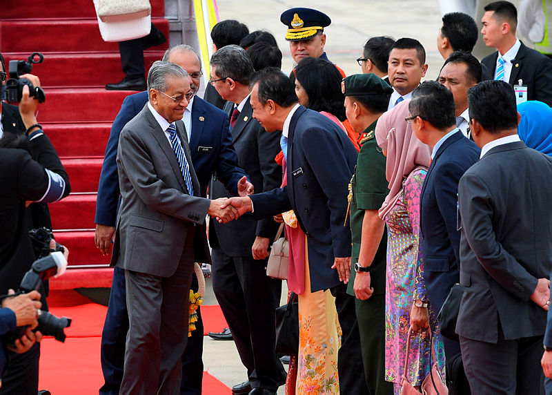Prime Minister Tun Dr Mahathir Mohamad’s arrival at Don Mueang Royal Thai Air Force base, Thailand on Dec 15, 2018. — Bernama