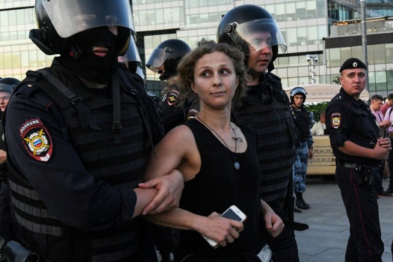 Nearly 1,400 people were arrested at an unauthorised protest in Moscow against the exclusion of opposition politicians from local elections in September. — AFP