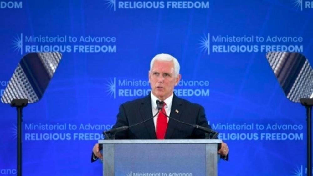 US Vice President Mike Pence addresses a ministerial meeting at the State Department on religious freedom US Vice President Mike Pence addresses a ministerial meeting at the State Department on religious freedom. — AFP