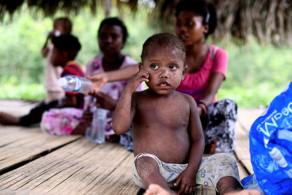 A child from the Batek tribe on June 11 in the Kuala Koh Village, Gua Musang, Kelantan.