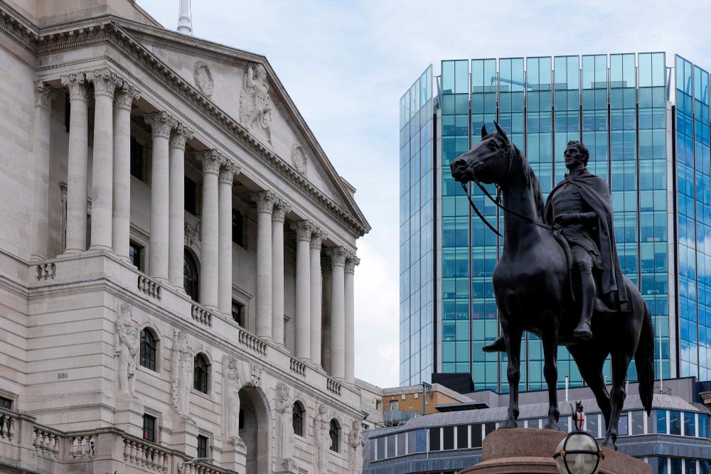 A view of the Bank of England in London. The central bank will now buy up to £5 billion a day of British government bonds of at least 20 years, until Oct 14. – Reuterspix