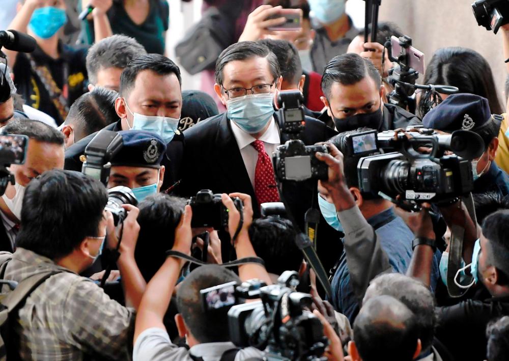 Former Finance Minister Lim Guan Eng arrives at the Special Corruption Court today. -Bernama pix