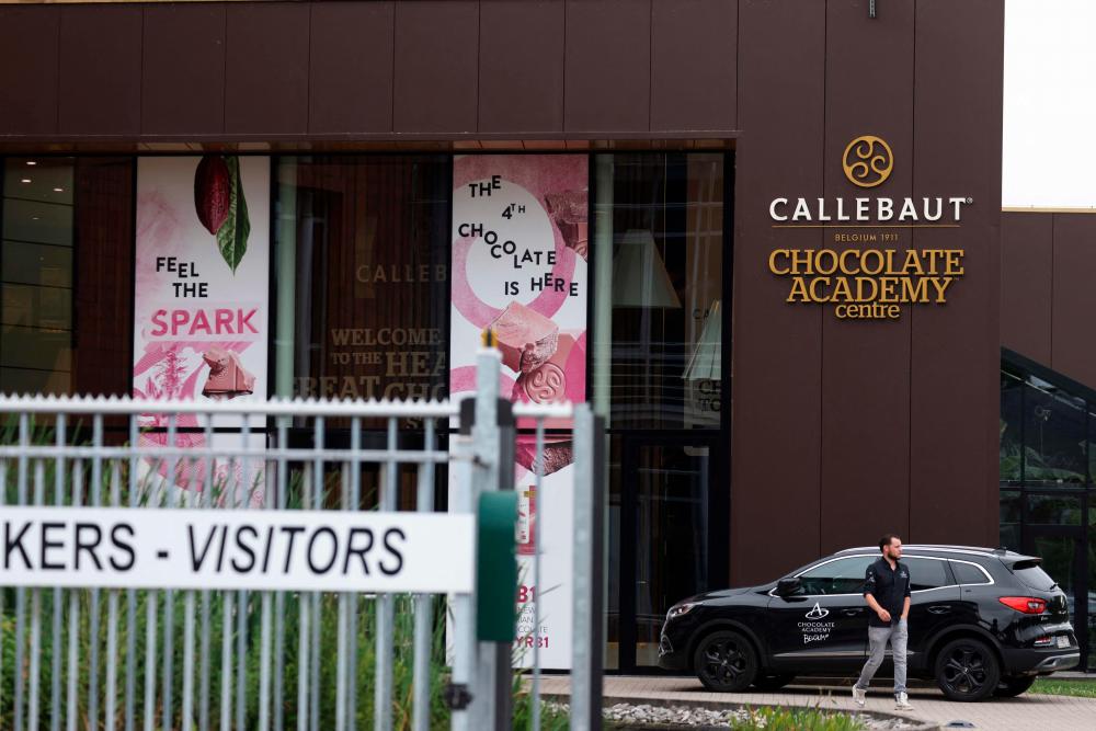 This picture taken on June 30, 2022 shows the entrance of Barry Callebaut production site in Wieze, near Brussels. AFPPIX