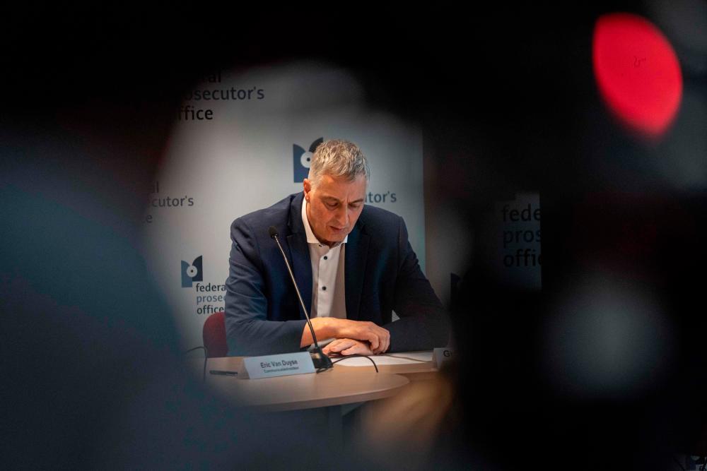 Limburg’s Kings Prosecutor Guido Vermeiren attends a press conference focused on a large-scale European operation which took place across several countries earlier this morning, in Brussels on May 3, 2023. AFPPIX