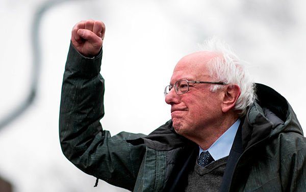 Senator Bernie Sanders arrives for a rally to kick off his 2020 US presidential campaign, in the Brooklyn borough of New York City. — AFP