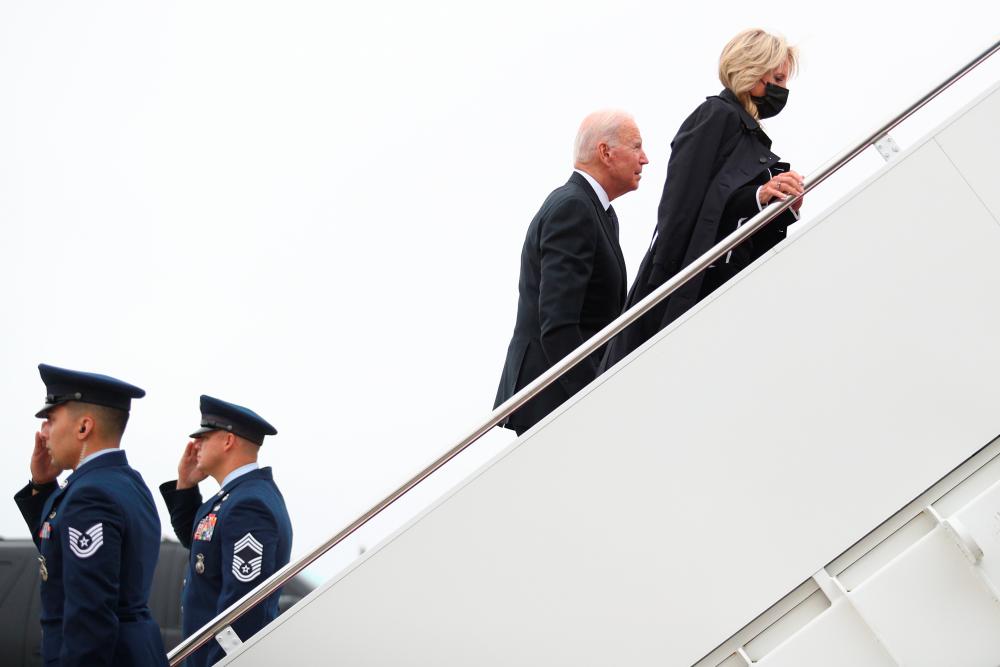 U.S. President Joe Biden and first lady Jill Biden board Air Force One at Joint Base Andrews in Maryland, U.S., August 29, 2021. — Reuters