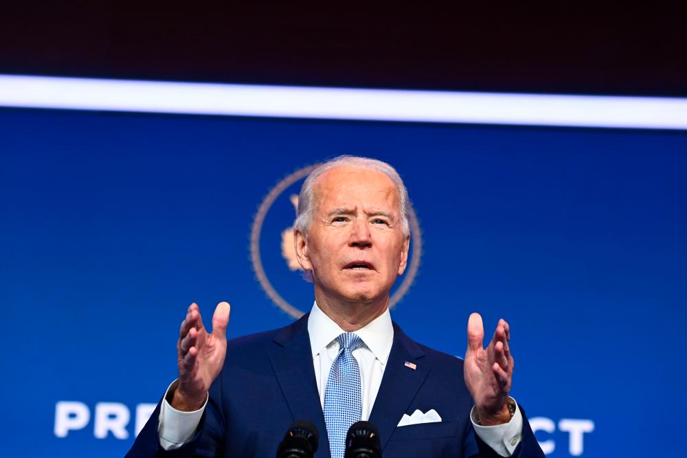 US President-elect Joe Biden speaks during cabinet announcement event in Wilmington, Delaware, on November 24, 2020. — AFP