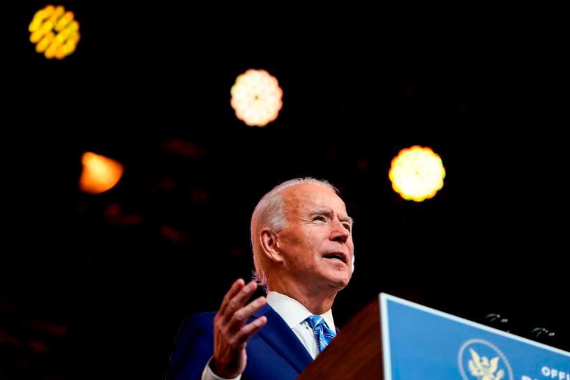 U.S. President-elect Joe Biden delivers a pre-Thanksgiving address at his transition headquarters in Wilmington, Delaware, U.S., November 25, 2020. — Reuters