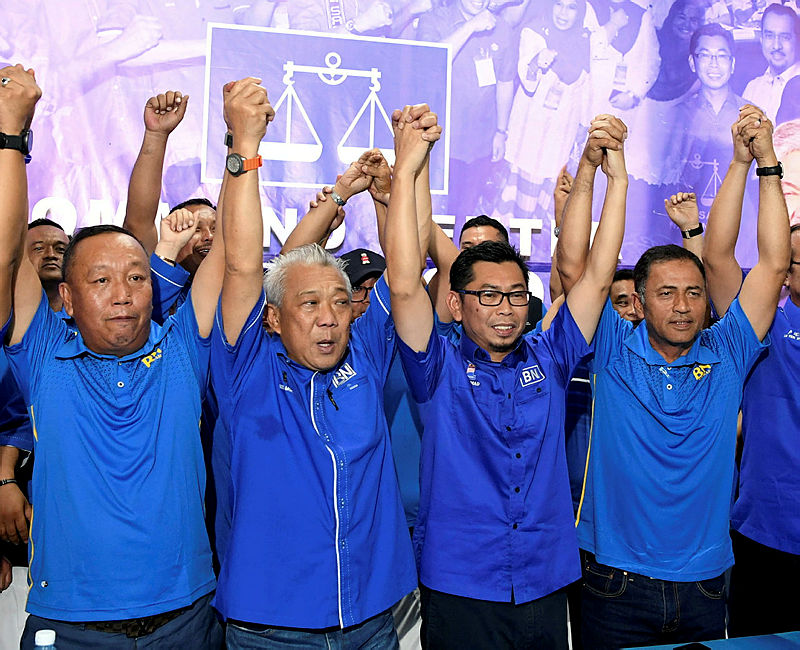 Filepix of Sabah BN Chairman Datuk Seri Bung Mokhtar Radin (2nd L), on nomination day for the Kimanis by-election which the party won, on Jan 18, 2019. — Bernama
