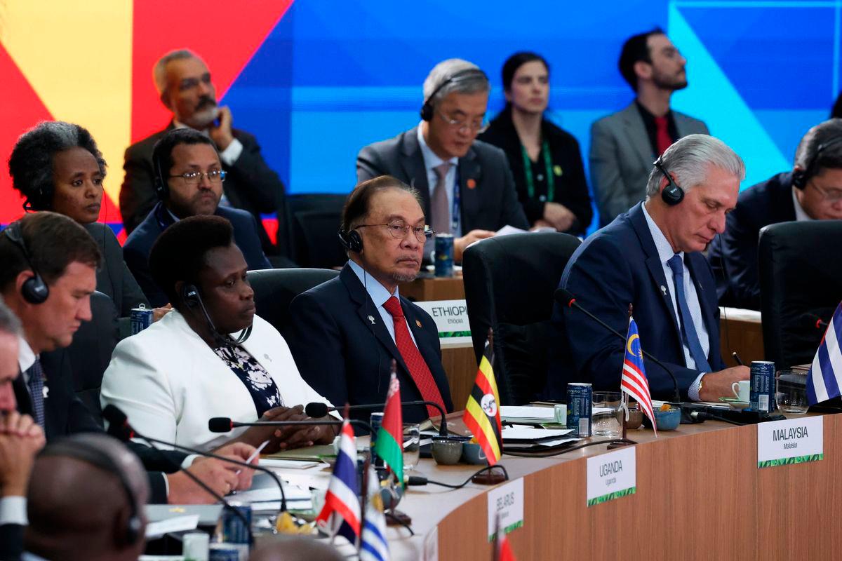Perdana Menteri Datuk Seri Anwar Ibrahim ketika menghadiri Sidang Kemuncak BRICS semalam - BERNAMA