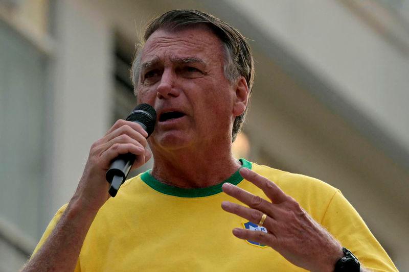 Former Brazilian President Jair Bolsonaro speaks to supporters during an Independence day rally in Sao Paulo, Brazil on September 7, 2024. - AFPPIX