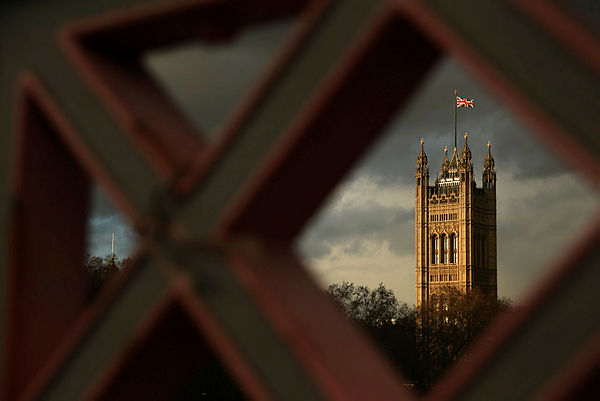 A Union flag flies from atop the Victoria Tower of the Palace of Westminster in central London, on Dec 7, 2018. — AFP