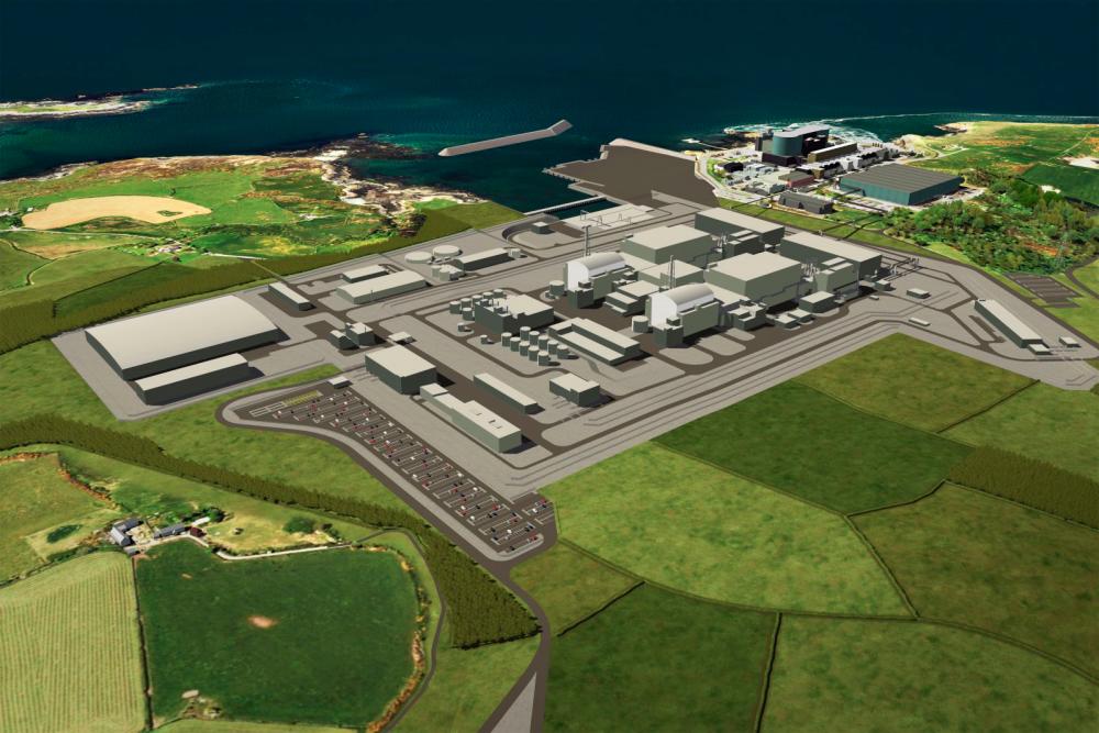 A handout image released on Jan 17, 2019 by Horizon shows an artists impression of the new Wylfa nuclear plant in Anglesey, north Wales to be built by Hitachi. — AFP