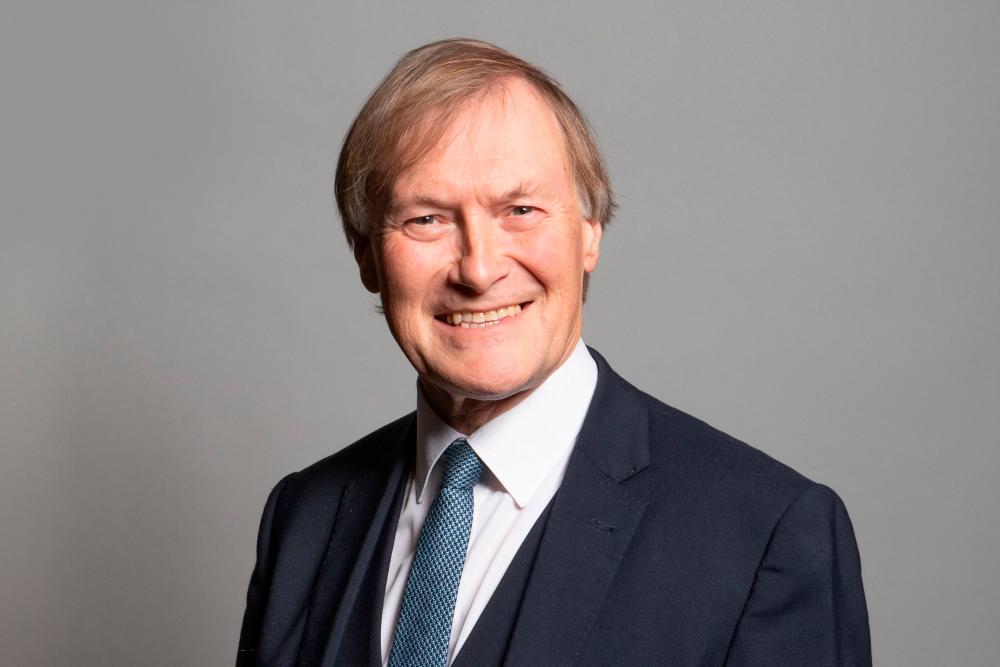 An undated handout photograph released by the UK Parliament shows Conservative MP for Southend West, David Amess, posing for an official portrait photograph at the Houses of Parliament in London. AFPpix