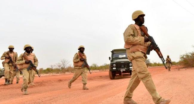 Burkina Faso’s armed forces, pictured during training, have carried out security sweeps in an attempt to stem jihadist violence. AFPPIX