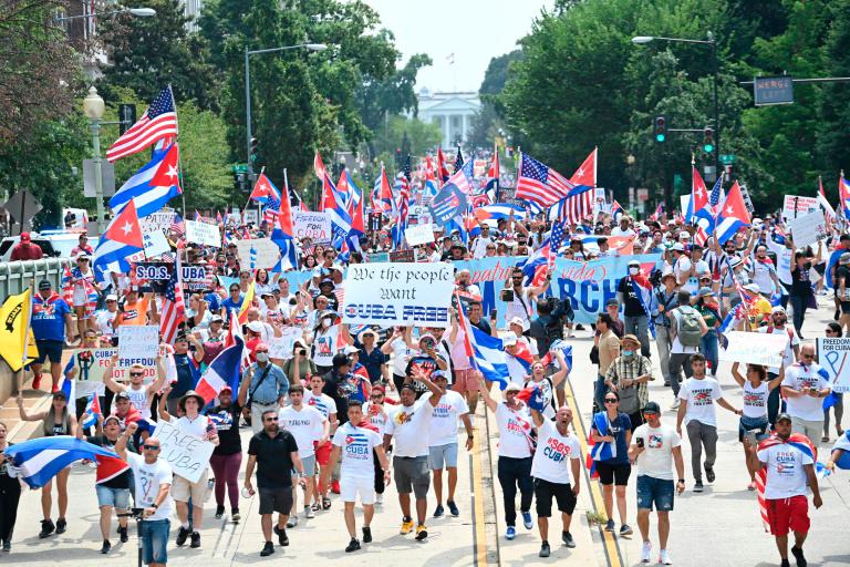 Demonstrators marching against and in favour of the Cuban government took to the streets around the world on the weekend. — AFP