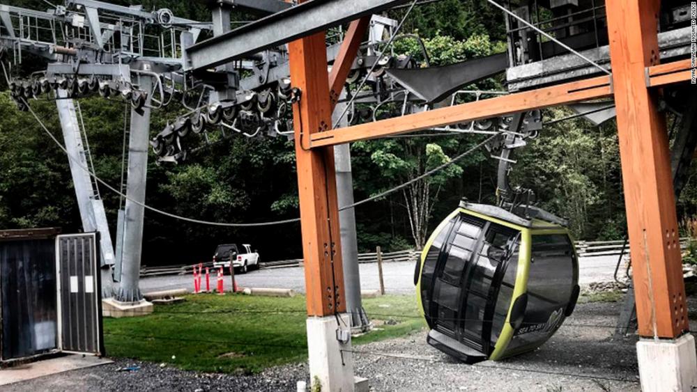 Canadian Police released a photo of the slack line and a car which fell only a short distance.