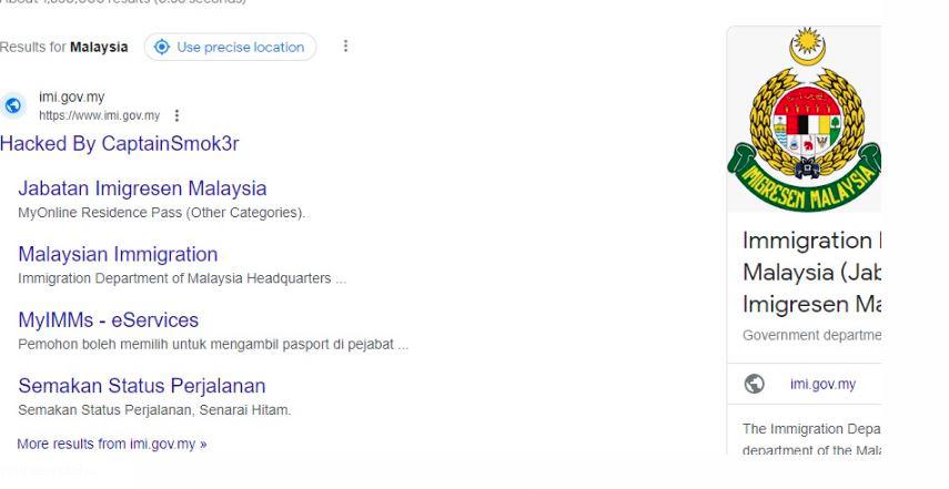 Hacked by CaptainSmok3r, Malaysian Immigration Department site ‘down for maintenance’