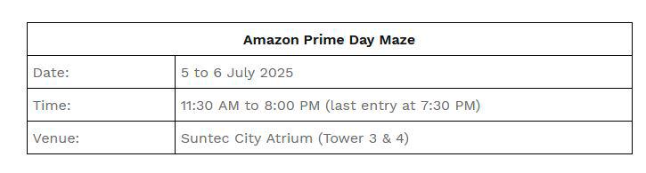 Amazon Singapore Brings Prime Day to Life with the Amazon Prime Day Maze from 5 to 6 July $!Amazon Singapore Brings Prime Day to Life with the Amazon Prime Day Maze from 5 to 6 July