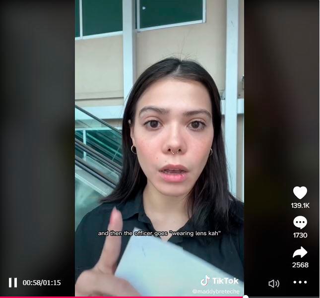 Maddy Breteche-Lo recalls her dramatic experience getting a passport picture taken. – TIKTOK/@maddybreteche