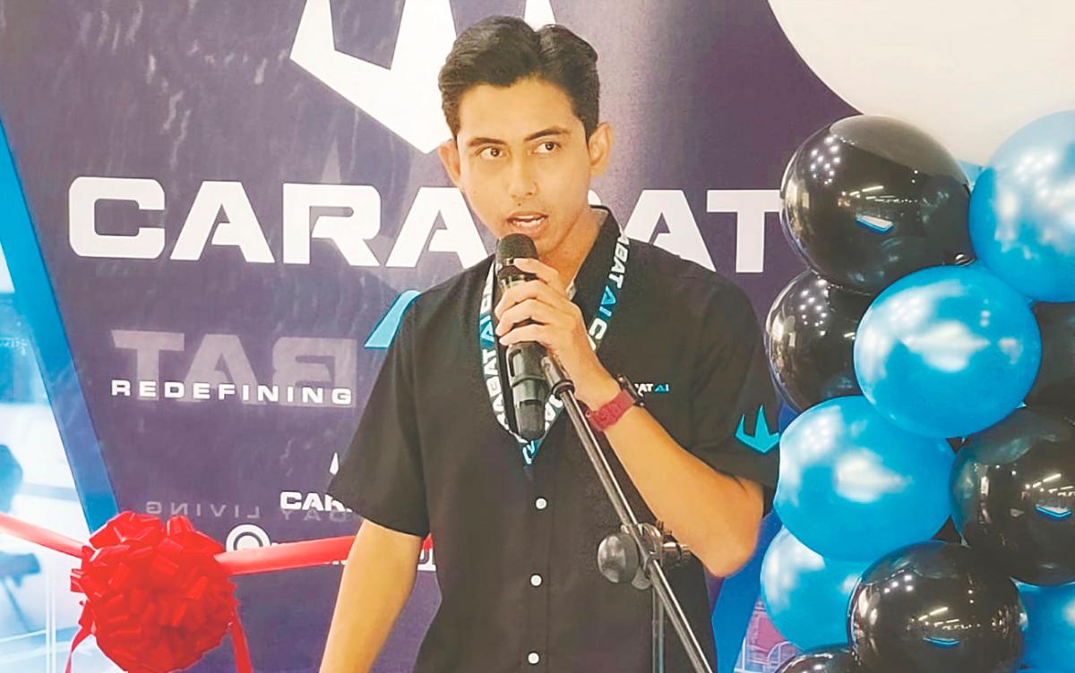 Shafig speaking at the opening of Carabat AI’s flagship experience outlet in Wangsa Maju.