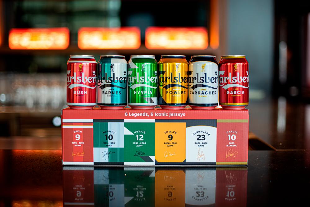 Carlsberg Liverpool FC Legends Edition exclusive 6-can pack.