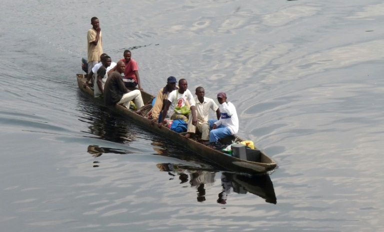 File picture of a motorised canoe, also called a pirogue, which is widely used to transport people and goods in DR Congo. Accidents are common, often due to overloading.