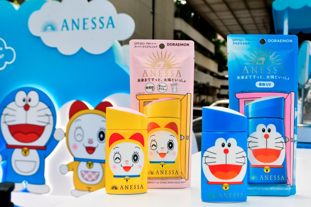 $!The limited-edition Doraemon-themed ANESSA sunscreen packaging.