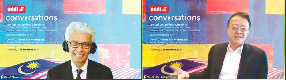 Cheah (right) and MIDF managing director Datuk Charon Mokhzani during the virtual talk.