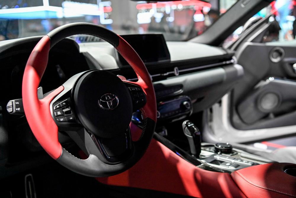 A Toyota Supra GR car is seen during the 19th Shanghai International Automobile Industry Exhibition in Shanghai on April 19, 2021. –AFP