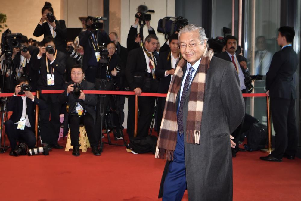 Prime Minister Tun Dr Mahathir Mohamad arrives at the 2nd Belt and Road Forum for International Cooperation (BRF) at the Yanqi Lake International Convention Centre, on April 27, 2019. — Bernama