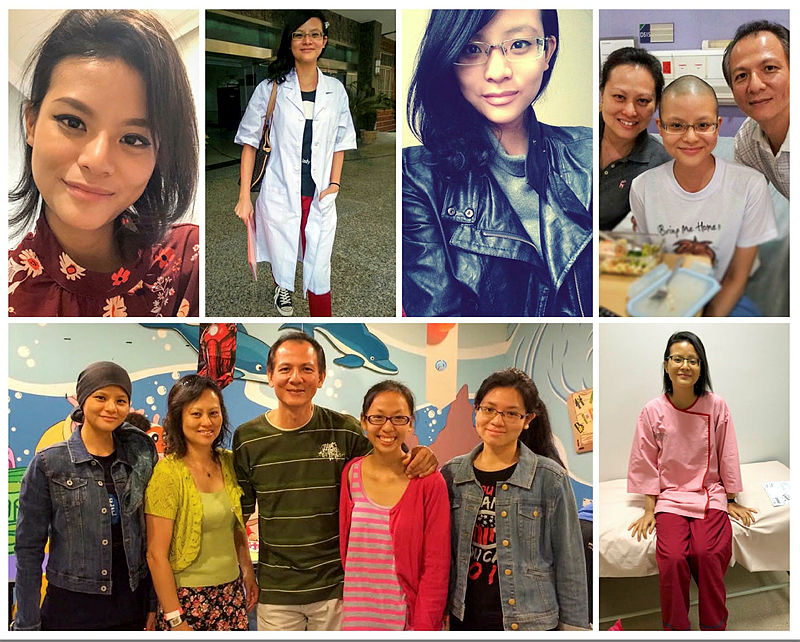 A collage of Mandy, at various stages of her battle with cancer.