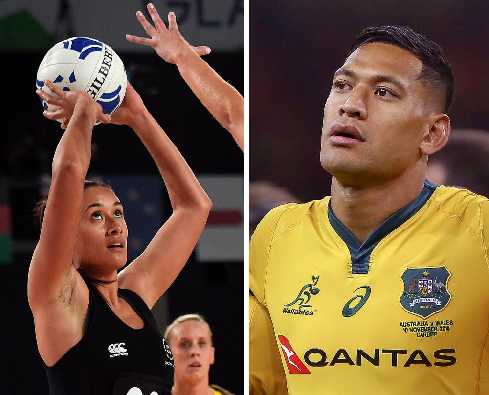 New Zealand netball player Maria Folau (L) and her husband, former Australian rugby player Israel Folau (R). — AFP