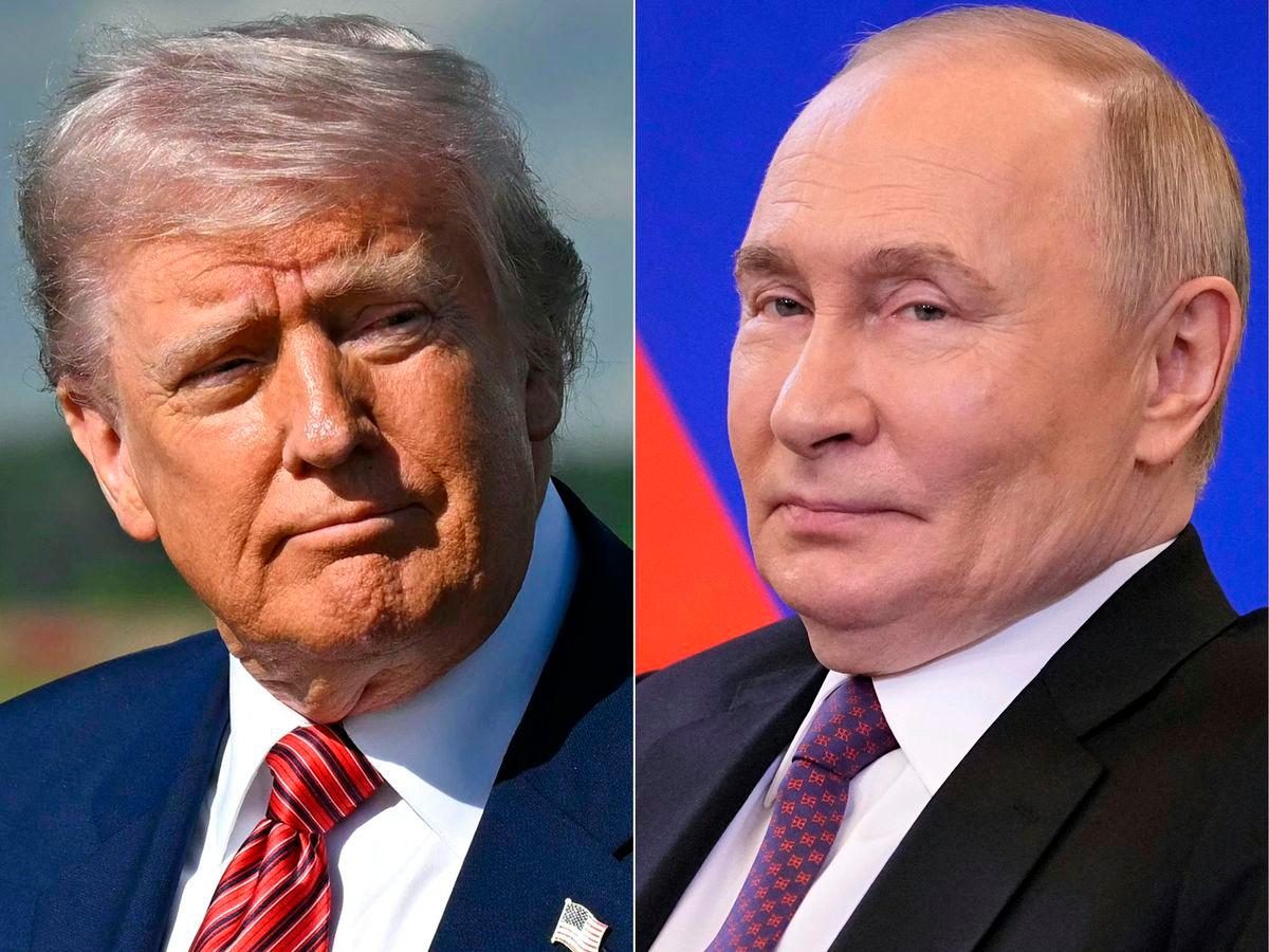 This combination of pictures created on June 4, 2025 shows, L/R, US President Donald Trump in Morristown, New Jersey, May 23, 2025, and Russian President Vladimir Putin at the Kremlin in Moscow on May 28, 2025.