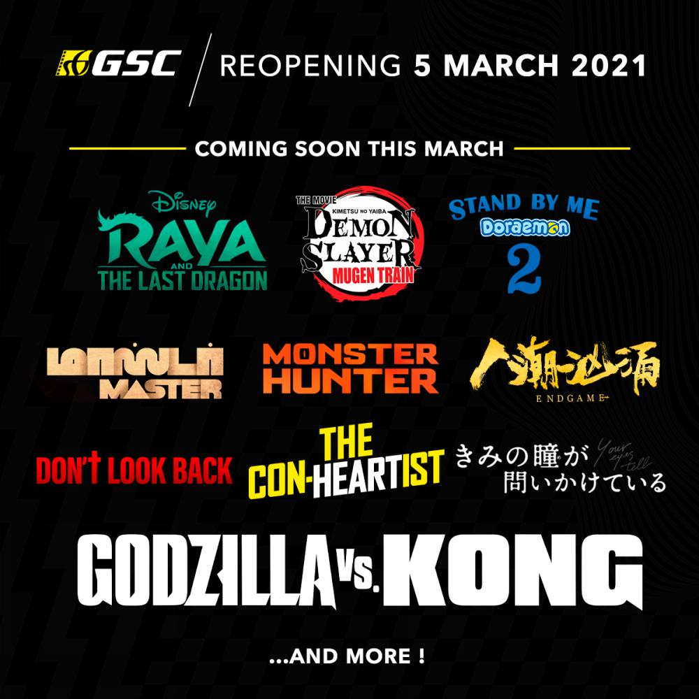 GSC welcomes back movie fans to its theatres from 5 March onwards