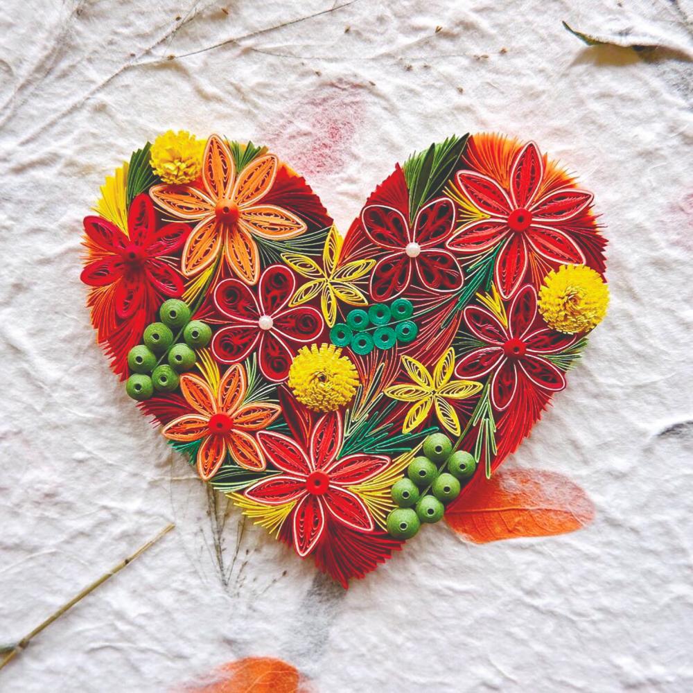 A colourful heart shaped decoration.