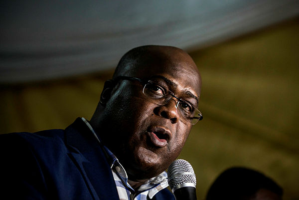 Felix Tshisekedi, leader of the main Democratic Republic of Congo opposition party, The Union for Democracy and Social Progress (UDPS), speaks during a press conference in his residence in Kinshasa. — AFP