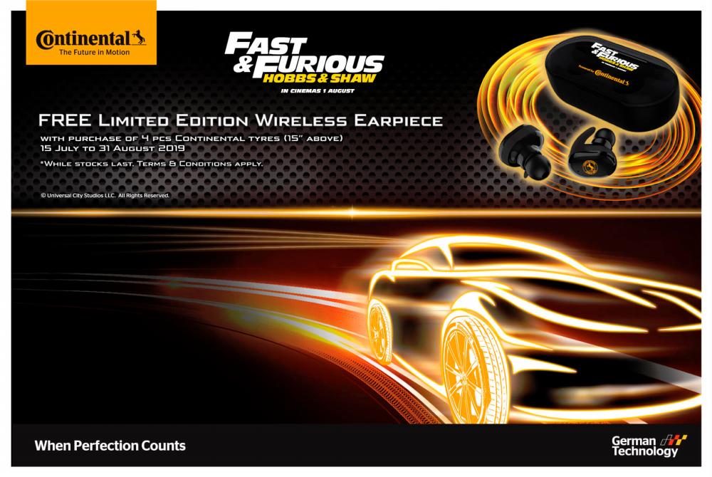 Buy Continental tyres, get Fast &amp; Furious wireless earpiece