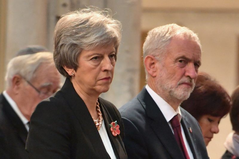 Britain’s Prime Minister Theresa May (L) and opposition Labour Party leader Jeremy Corbyn (R) cannot agree on a broadcaster or format for a television debate on May’s Brexit deal. — AFP