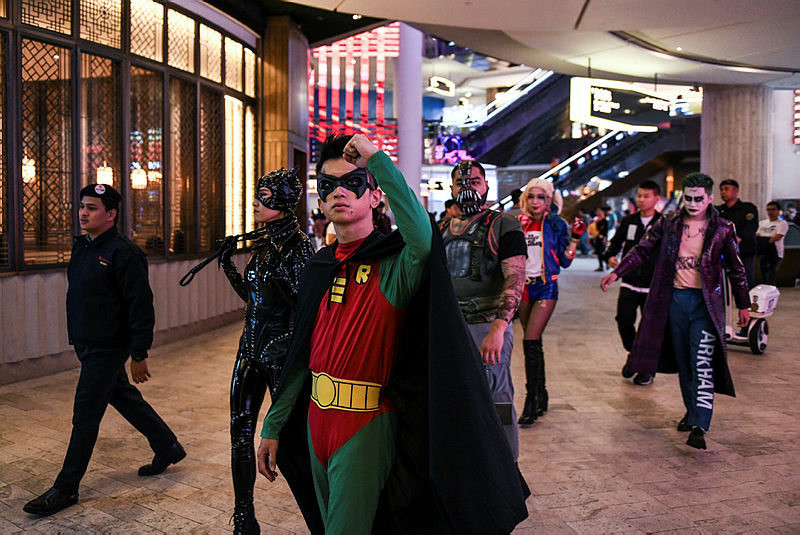 This picture taken on June 30, 2019 shows Malaysian cosplayers arriving during the DC Super Heroes Day to mark the 80th anniversary of Batman in Genting Highlands resort outside of Kuala Lumpur. — AFP